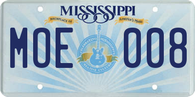 MS license plate MOE008