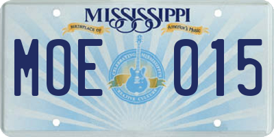 MS license plate MOE015