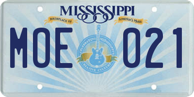MS license plate MOE021
