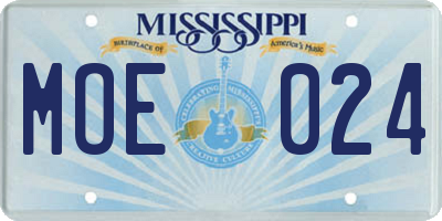 MS license plate MOE024