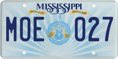MS license plate MOE027