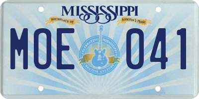 MS license plate MOE041