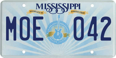 MS license plate MOE042