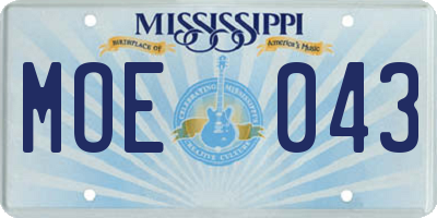 MS license plate MOE043