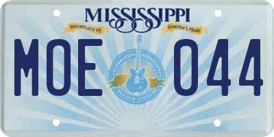 MS license plate MOE044