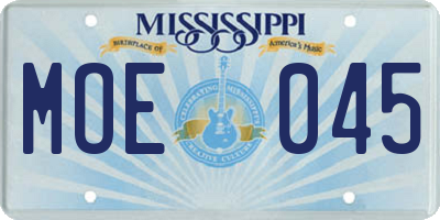 MS license plate MOE045