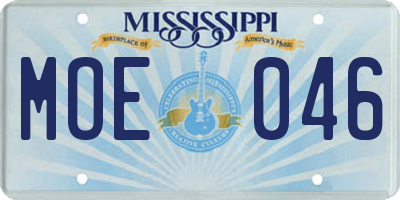 MS license plate MOE046