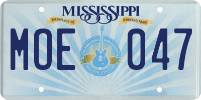 MS license plate MOE047