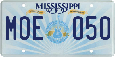 MS license plate MOE050