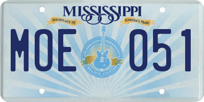 MS license plate MOE051