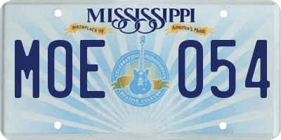 MS license plate MOE054