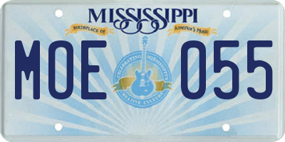 MS license plate MOE055