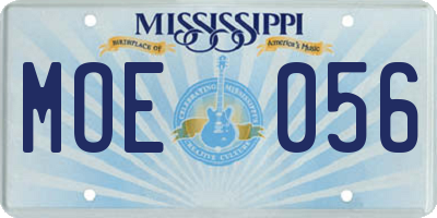 MS license plate MOE056