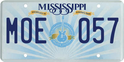 MS license plate MOE057