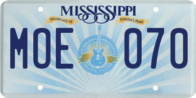 MS license plate MOE070