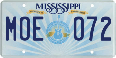 MS license plate MOE072
