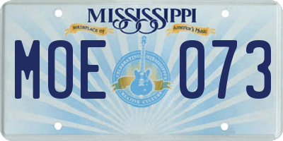 MS license plate MOE073