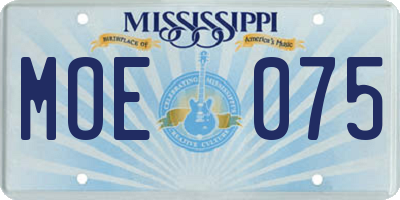 MS license plate MOE075