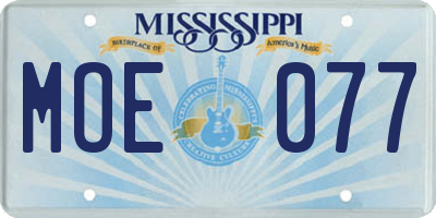 MS license plate MOE077