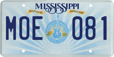 MS license plate MOE081