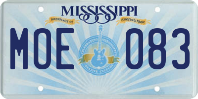 MS license plate MOE083