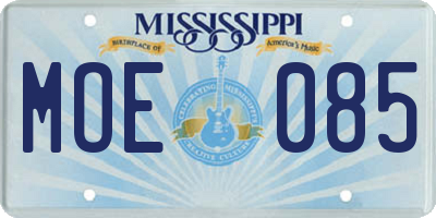 MS license plate MOE085