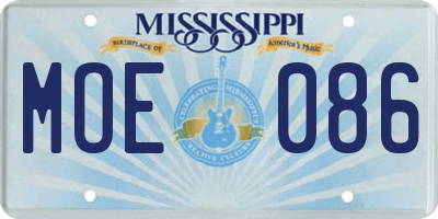 MS license plate MOE086