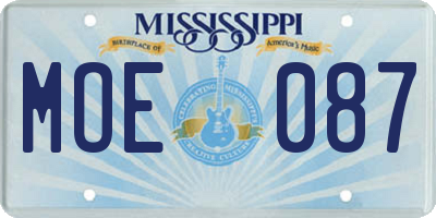MS license plate MOE087