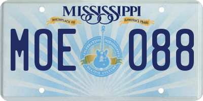 MS license plate MOE088