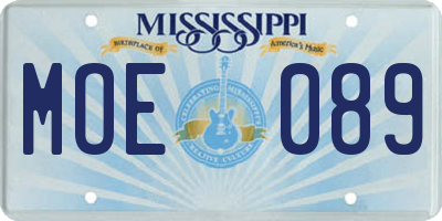 MS license plate MOE089