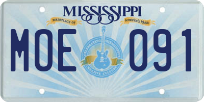 MS license plate MOE091