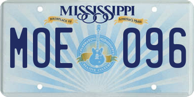 MS license plate MOE096