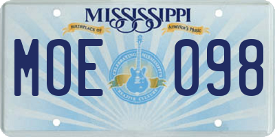 MS license plate MOE098