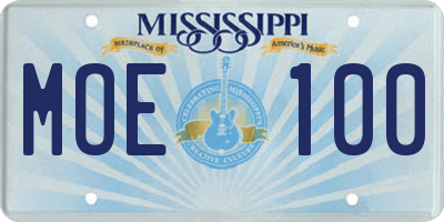 MS license plate MOE100
