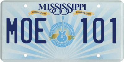 MS license plate MOE101