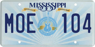 MS license plate MOE104