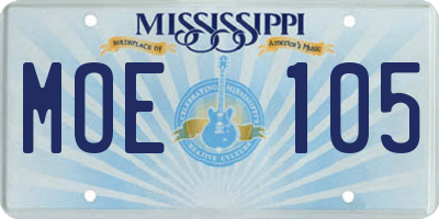 MS license plate MOE105