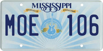 MS license plate MOE106