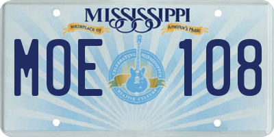 MS license plate MOE108