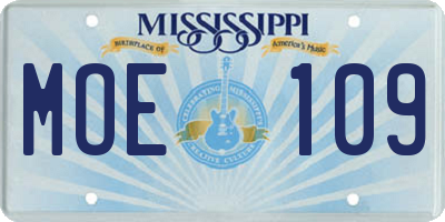 MS license plate MOE109