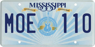 MS license plate MOE110