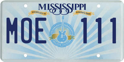 MS license plate MOE111