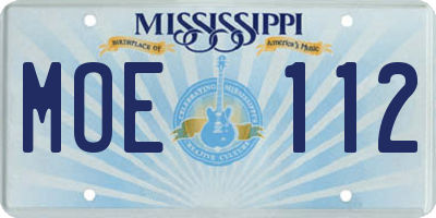 MS license plate MOE112