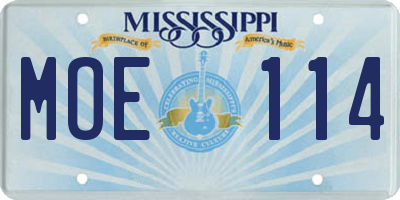 MS license plate MOE114