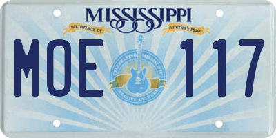 MS license plate MOE117