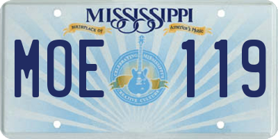 MS license plate MOE119