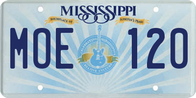 MS license plate MOE120