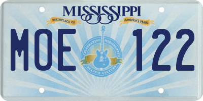 MS license plate MOE122
