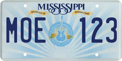 MS license plate MOE123