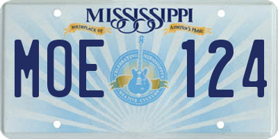 MS license plate MOE124